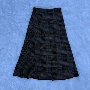 Max Studio Black Checkered A-Line Skirt